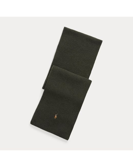 Polo Ralph Lauren Green Rib-Knit Wool-Blend Scarf for men