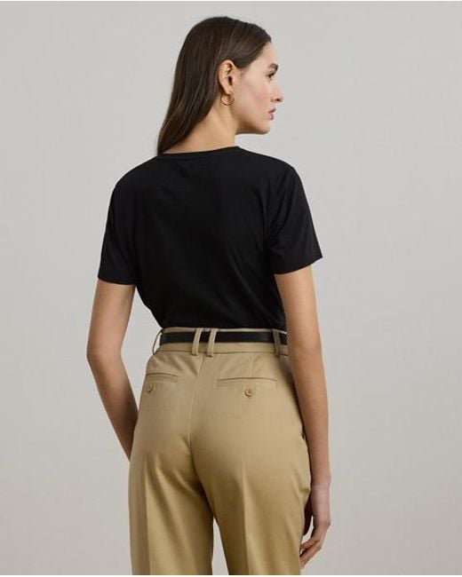Camiseta De Punto Algodón Con Logotipo Ralph Lauren de color Black