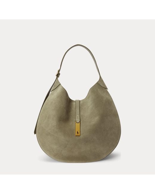 Polo Ralph Lauren Brown Large Suede Polo Id Shoulder Bag