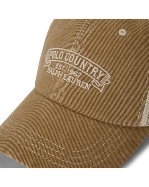 Ralph Lauren Brown Polo Country Twill Trucker Cap for men