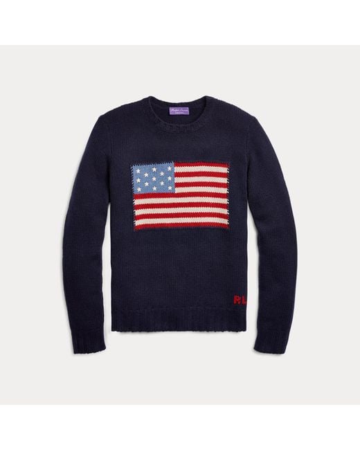 Jersey De Cachemira Con Bandera Ralph Lauren de hombre de color Blue