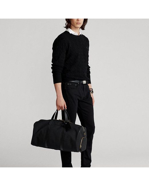Polo Ralph Lauren Black Leather-trim Canvas Duffel - Size One Size for men