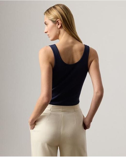 Ralph Lauren Blue Ellis Rib-Knit Cotton-Blend Tank Top