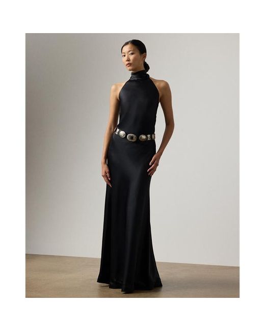 Gonna Masina in raso stretch di Ralph Lauren in Black