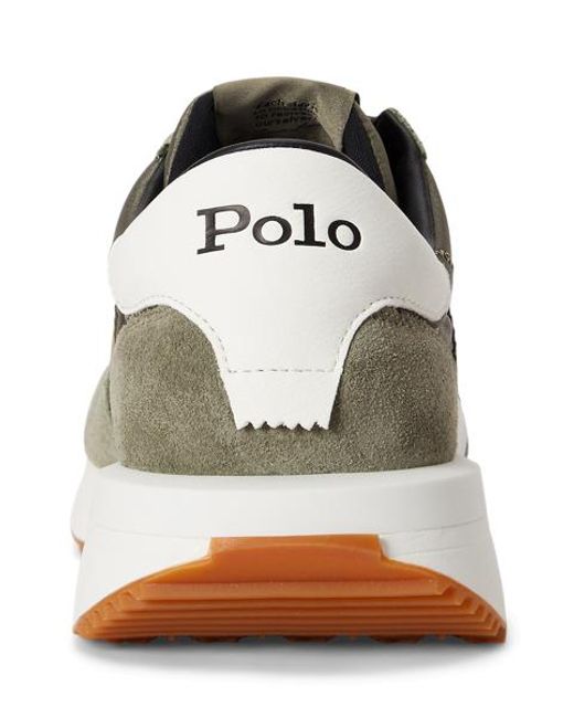 Polo Ralph Lauren Green Train 89 Suede-Panelled Trainer for men