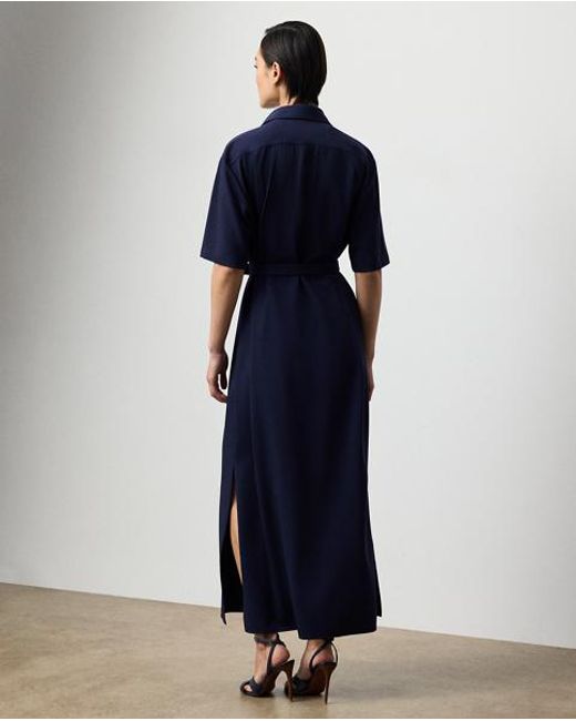 Ralph Lauren Carol Wollen Gabardine Jurk in het Blue