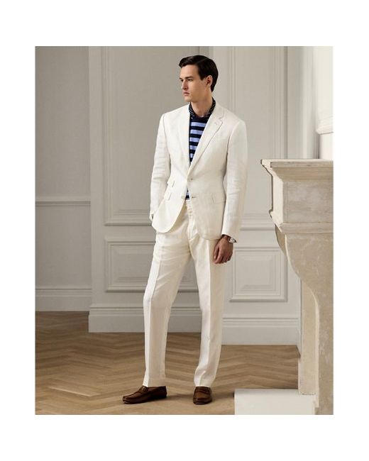 Pantalón Gregory de seda y lino Ralph Lauren Purple Label de hombre de color White