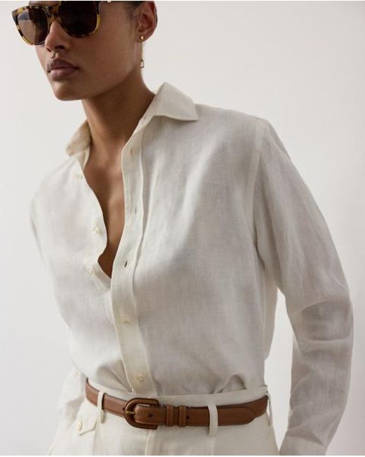 Ralph Lauren White Adrien Relaxed Fit Linen Shirt