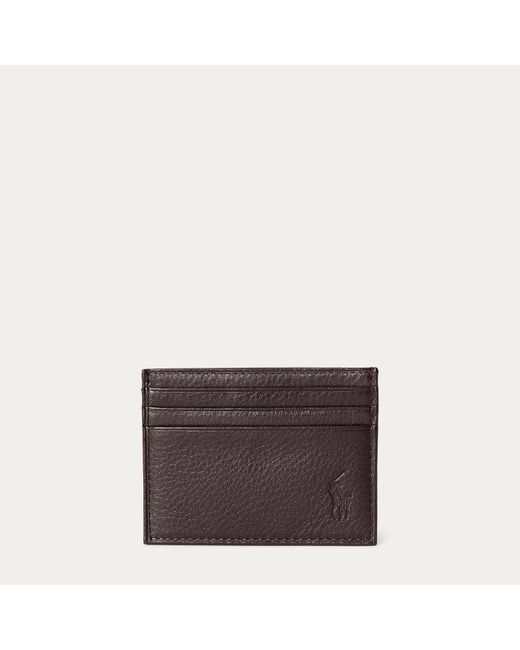 Polo Ralph Lauren Brown Pebbled Leather Card Case for men