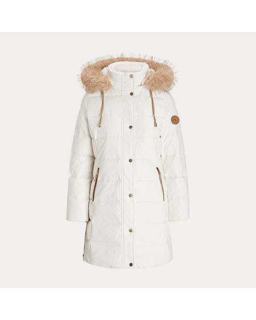 Ralph Lauren Natural Petite - Faux-fur-trim Hooded Down Coat