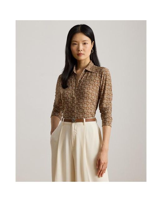 Ralph Lauren Brown Ralph Lauren Slim Fit Geo-Print Jersey Shirt