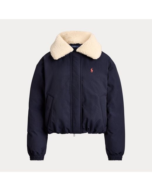 Polo Ralph Lauren Blue High-Pile-Collar Down Puffer Jacket