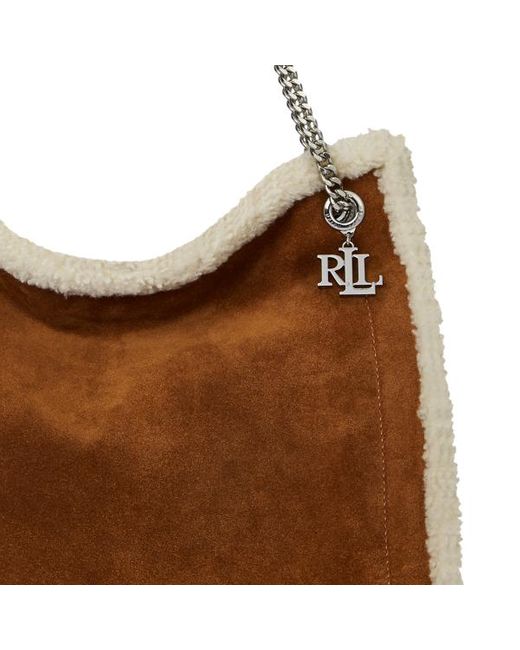 Tote Bradley grande con shearling di Ralph Lauren in Black