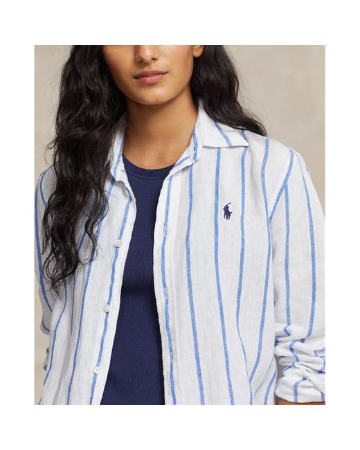 Camisa de lino Relaxed Fit con rayas Polo Ralph Lauren de color Blue