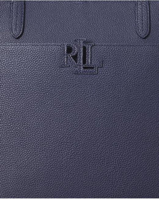 Ralph Lauren Blue Pebbled Leather Large Cameryn Tote Bag