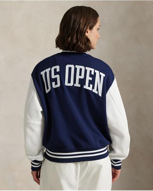 Ralph Lauren Blue Doppellagige Baseballjacke Us Open