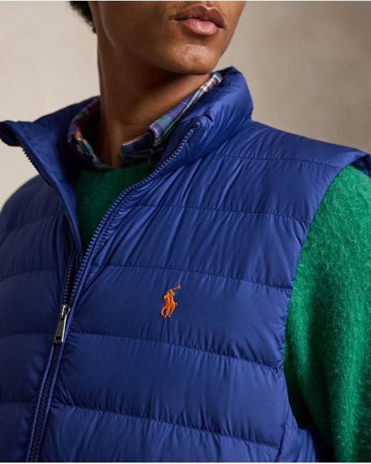 Polo Ralph Lauren Blue The Colden Packable Down Gilet for men