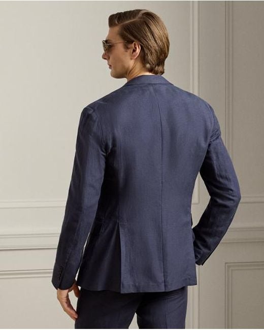 Ralph Lauren Blue Hadley Hand-Tailored Silk-Linen Jacket for men