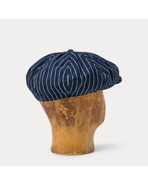 RRL Dot-Stripe Twill Newsboy Cap in Blue for Men | Lyst UK
