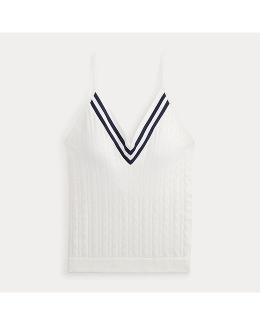 Ralph Lauren White Cricket Cable V-Neck Camisole