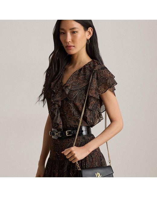 Ralph Lauren Black Nappa Turn-Lock Wristlet Crossbody