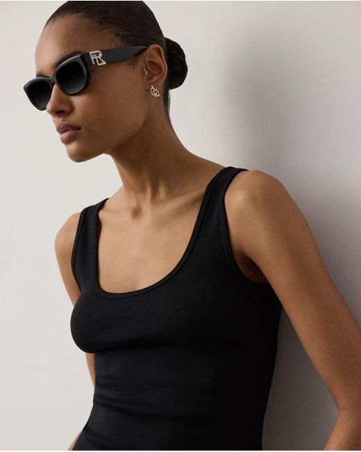 Ralph Lauren Black Ellis Rib-Knit Cotton-Blend Tank Top