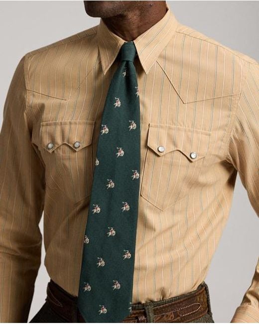 RRL Natural Slim Fit French Cuff Western Shirt for men