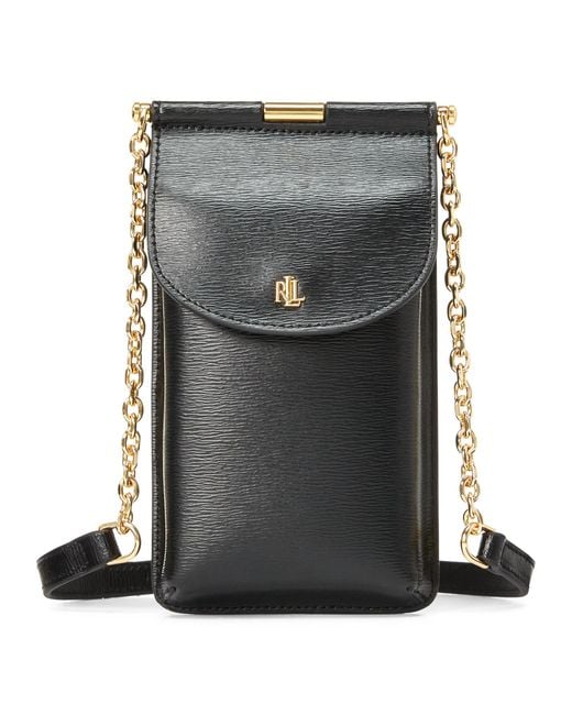 Ralph Lauren Black Leather Crossbody Phone Bag
