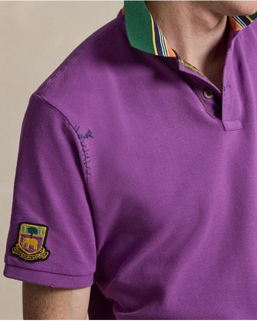 Polo Ralph Lauren Purple Classic Fit Mesh Graphic Polo Shirt for men