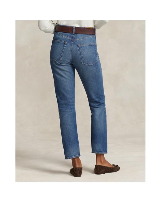 Ralph Lauren Blue High-rise Relaxed Straight Crop Jean