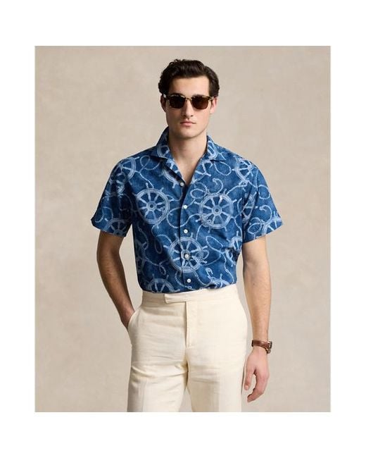 Camicia in cotone e lino Classic-Fit di Polo Ralph Lauren in Blue da Uomo