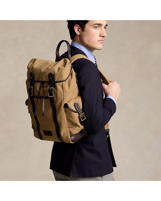 Polo Ralph Lauren Blue Leather-trim Canvas Backpack for men
