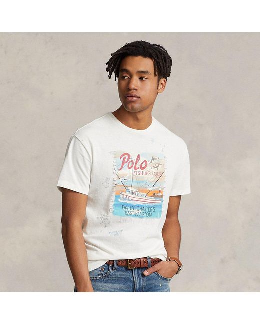 Polo Ralph Lauren Classic Fit Jersey Graphic T-shirt in White for Men | Lyst