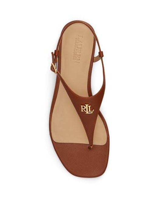 Ralph Lauren Brown Everley Ii Crosshatch Leather Sandal