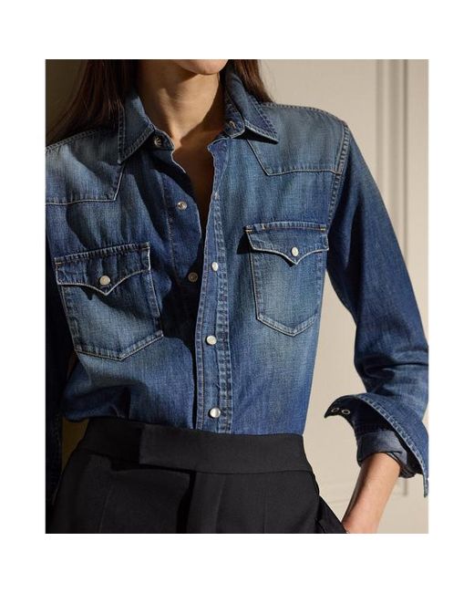 Camicia western Payson in denim di Ralph Lauren in Blue