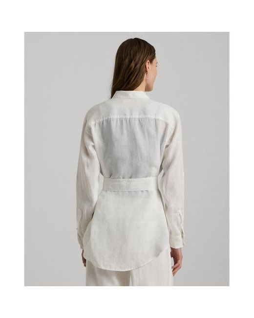 Camisa de lino Relaxed Fit con cinturón Lauren by Ralph Lauren de color White