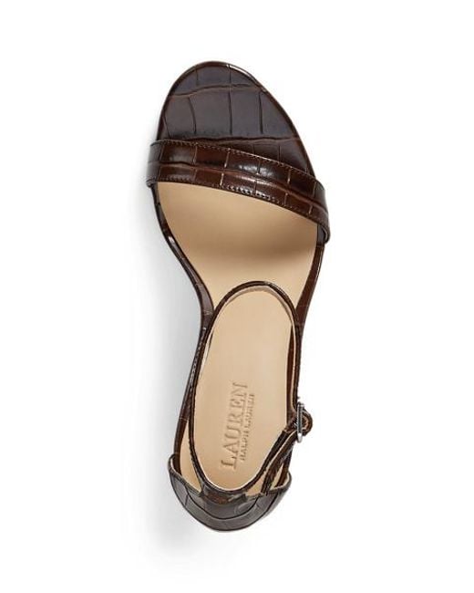 Ralph Lauren Black Ledersandale Allie Mit Krokodilprägung