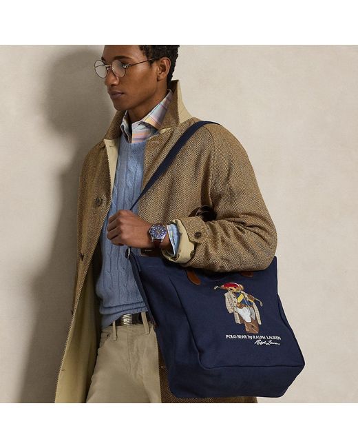 Polo Ralph Lauren Blue Polo Bear Canvas Shopper Tote for men