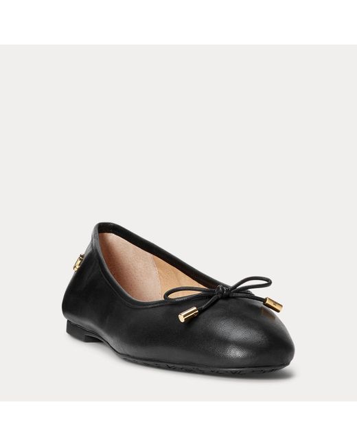 Ralph Lauren Black Jayna Leather Flat