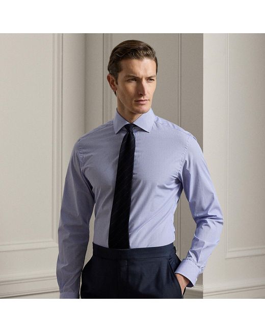 Camicia in twill con motivo mini-vichy di Ralph Lauren in Blue da Uomo