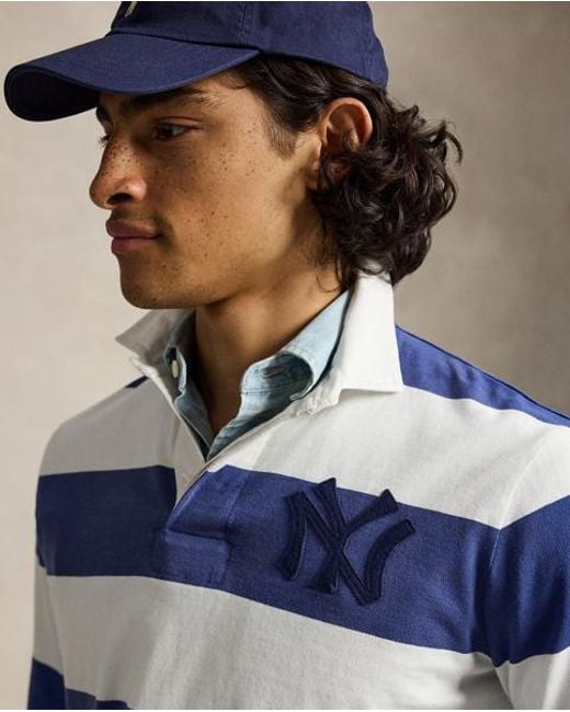 Polo Ralph Lauren Blue Polo Ralph Lauren Lauren Yankees Rugby Shirt for men