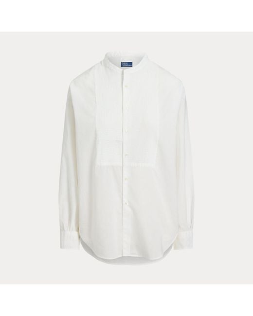 Polo Ralph Lauren White Washed Cotton Tuxedo Shirt