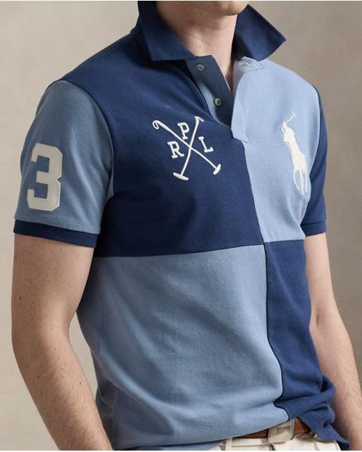 Ralph Lauren Custom Slim Mesh Polo-Shirt Met Big Pony in het Blue voor heren