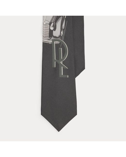 Ralph Lauren Gray Ralph Lauren Automobile-Print Cashmere-Silk Tie for men