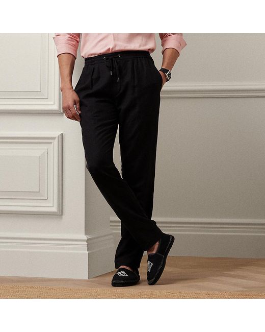 Ralph Lauren Purple Label Black Silk-linen Drawstring Trouser for men