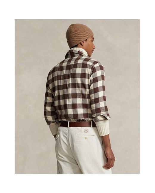 Camicia in twill a quadri Classic-Fit di Polo Ralph Lauren in Brown da Uomo