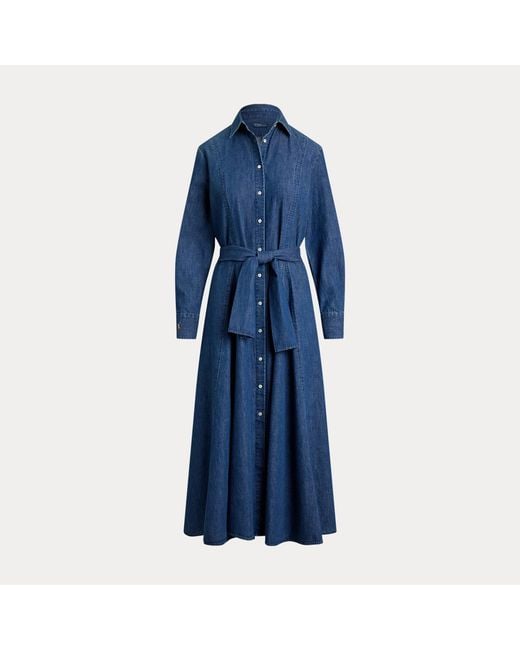 Ralph Lauren Blue Chambray Tie-Waist Shirtdress