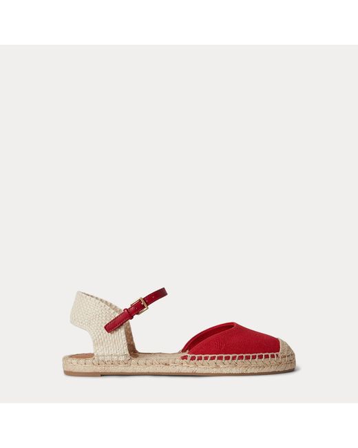 Ralph Lauren Red Robby Canvas Espadrille Flat