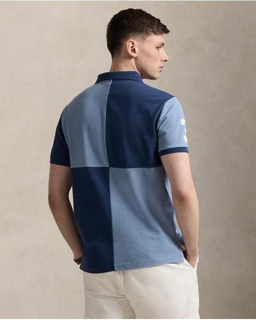 Ralph Lauren Custom Slim Mesh Polo-Shirt Met Big Pony in het Blue voor heren