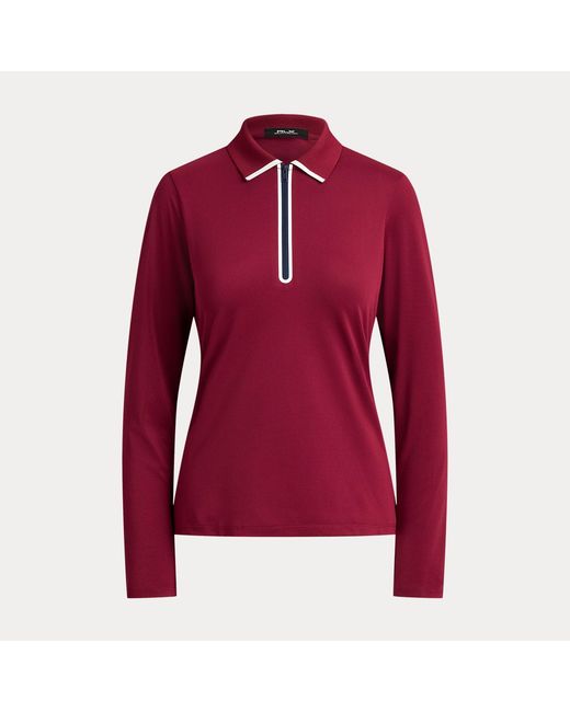 Ralph Lauren Red Quarter-Zip Long-Sleeved Polo Shirt